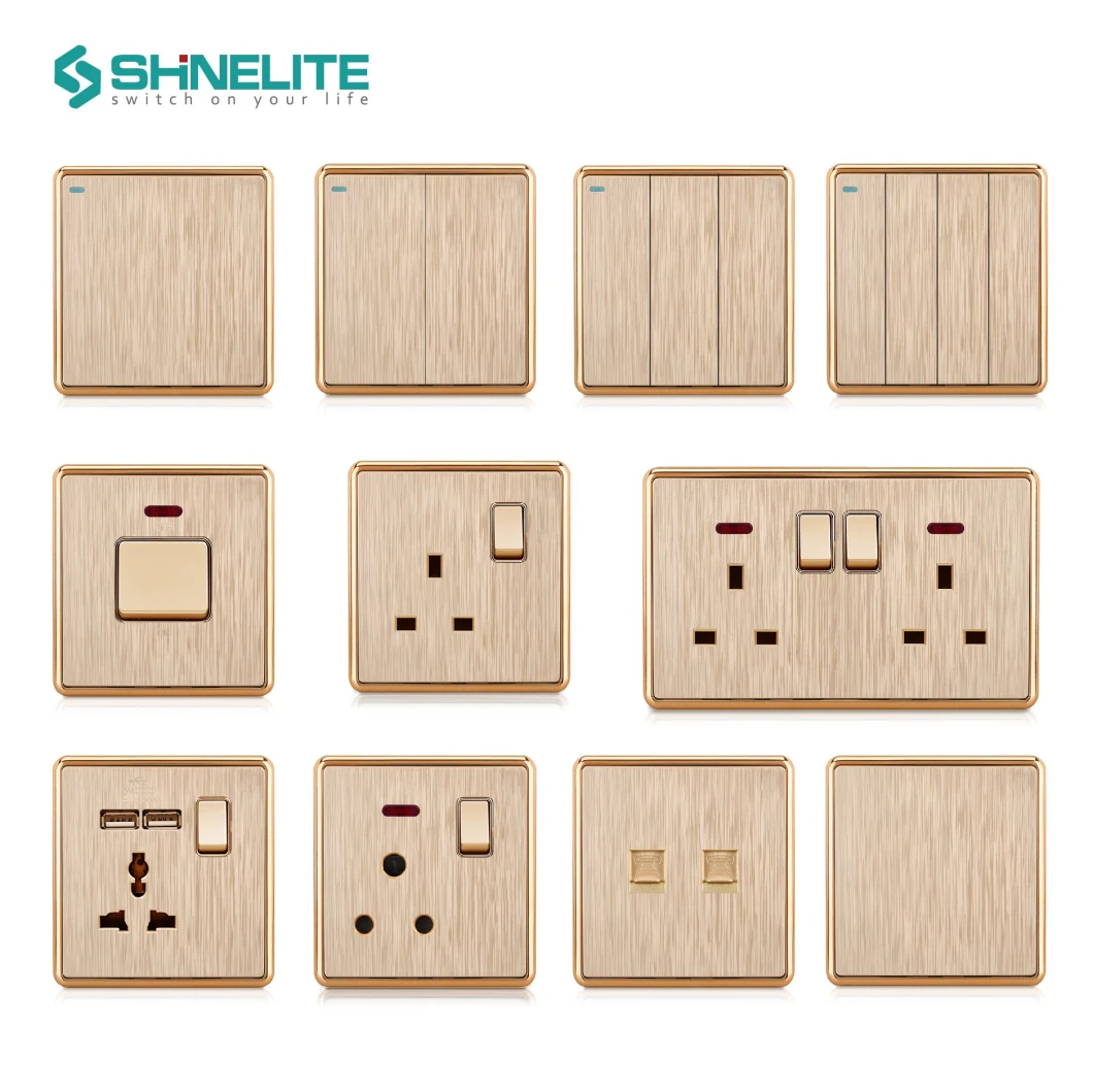 Best Selling UK Standard 1 Gang 15A Round Pin Socket Switch with Neon Wall Switched Socket.