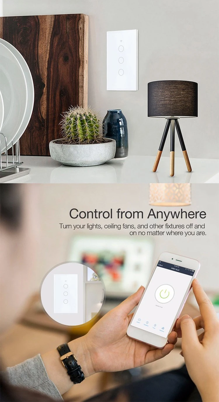 Klass Us Standard IP65 Bluetooth Wireless WiFi Wall Touch Tuya Smart Electrical Light Switch with Tempered Glass