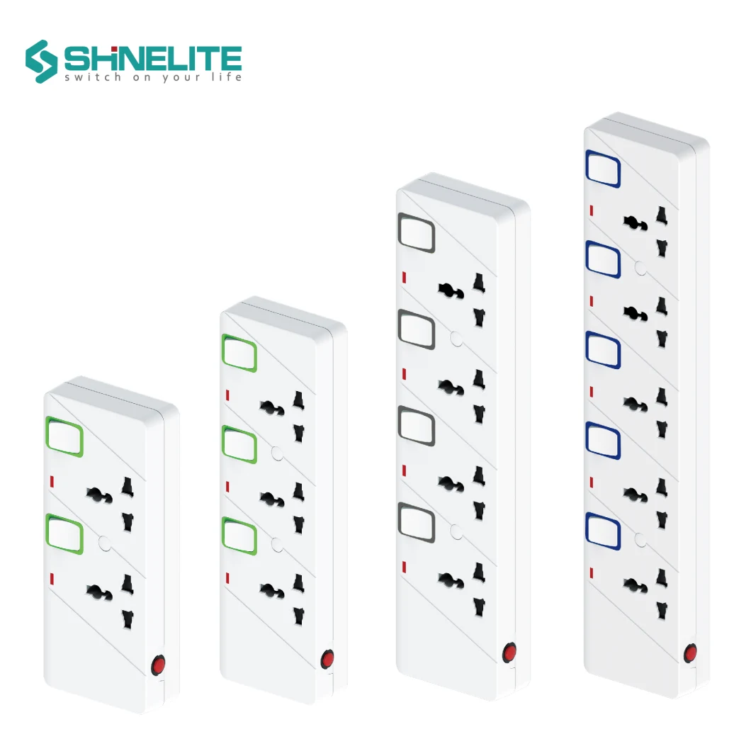 Shinelite 5-Way UK Extension Cables Socket with 3m Wire