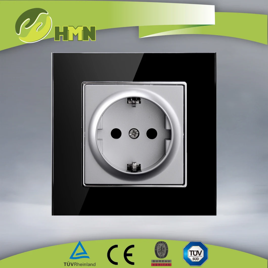 TUV CE Certified EU Standard Toughened Glass material European German Schuko Electrical wall sockets