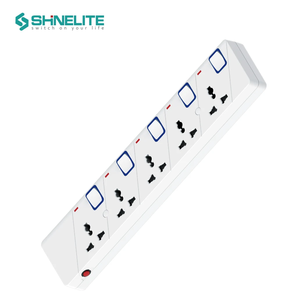 Shinelite 5-Way UK Extension Cables Socket with 3m Wire