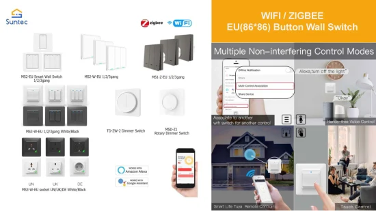 Interruptor de luz inteligente Zigbee Europa Tipo 1 Gang 1 Way / 2way Switches