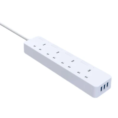 UK Standard 4 Outlet 3USB Cable de extensión UK Plug Socket