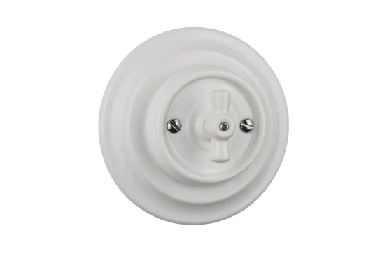 Interruptor de pared de Material de porcelana de 250V 10A, interruptor eléctrico giratorio redondo para controlar Bell