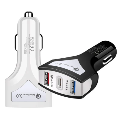 Cargador de coche USB QC3.0 2 puertos USB con tipo C